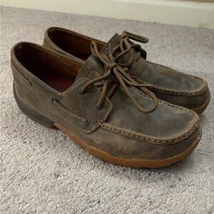 Twisted X Tan Leather Loafers with Red Insole